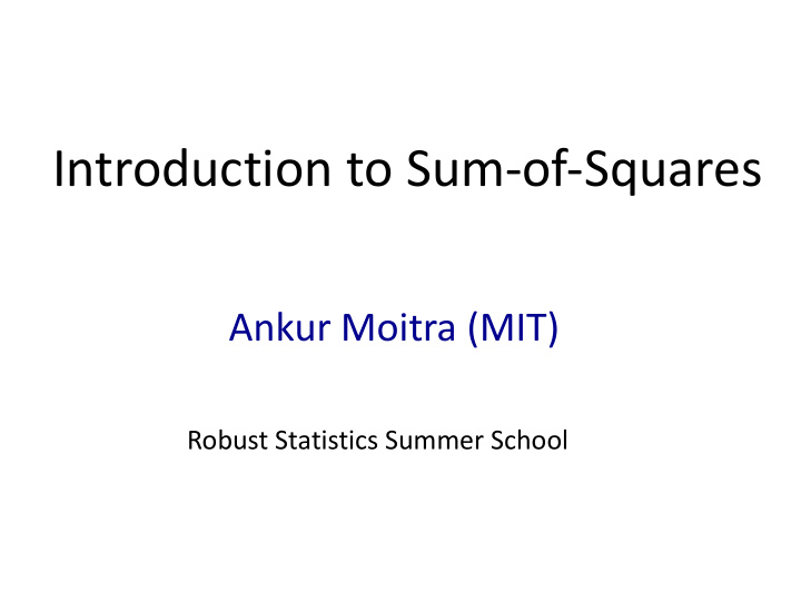 introduction to sum of squares