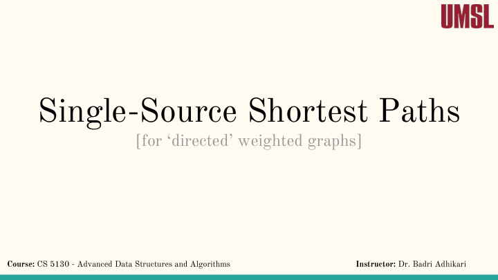 single source shortest paths