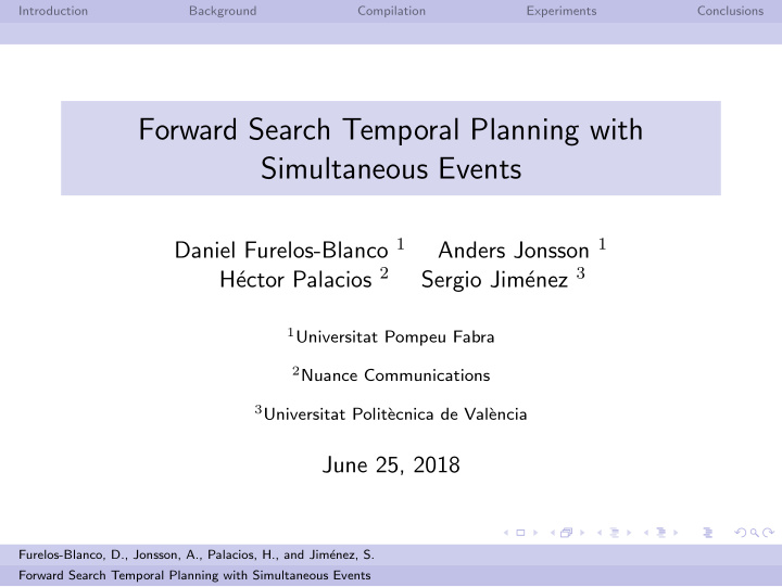 forward search temporal planning with simultaneous events