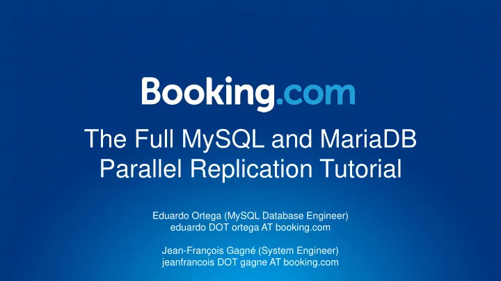 parallel replication tutorial