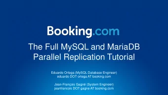 Parallel Replication Tutorial  Eduardo Ortega (MySQL Database Engineer)  eduardo DOT ortega AT
