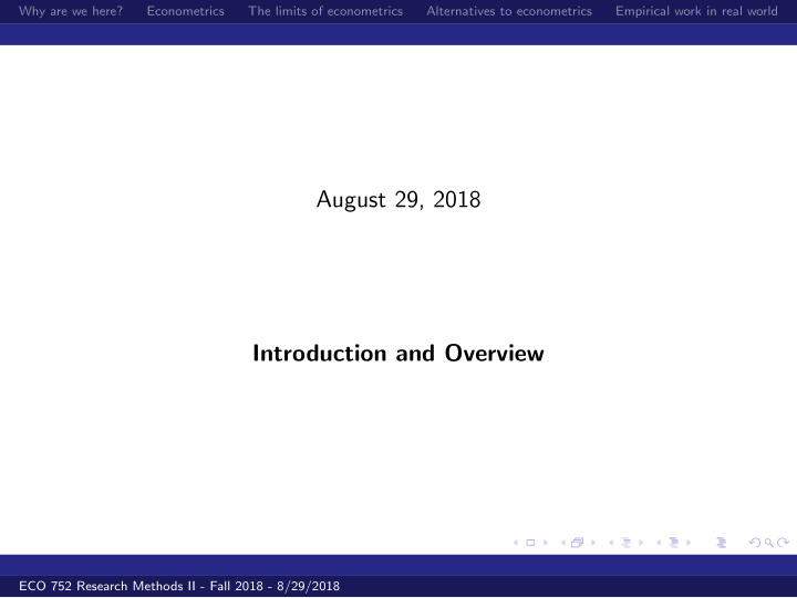 august 29 2018 introduction and overview
