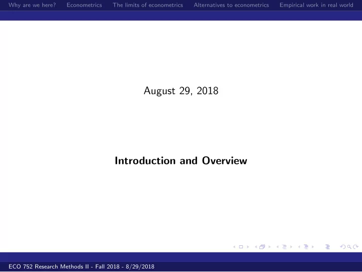 august 29 2018 introduction and overview