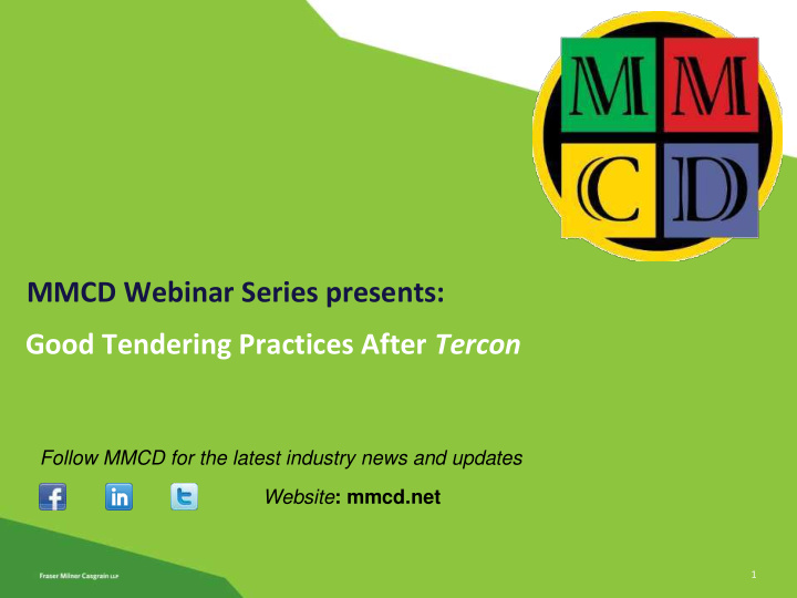 mmcd webinar series presents good tendering practices
