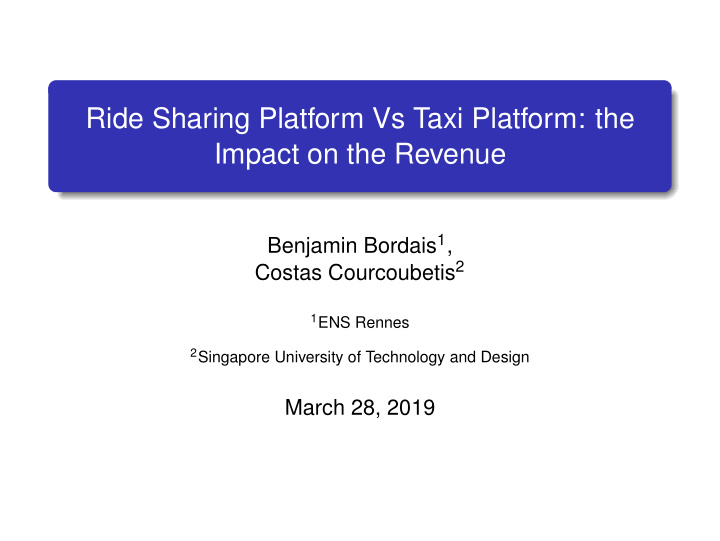 ride sharing platform vs taxi platform the impact on the