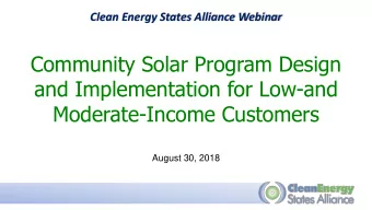and Implementation for Low-and  Moderate-Income Customers  August 30, 2018  Housekeeping  Join