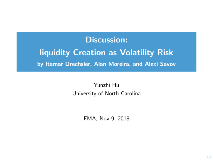discussion liquidity creation as volatility risk