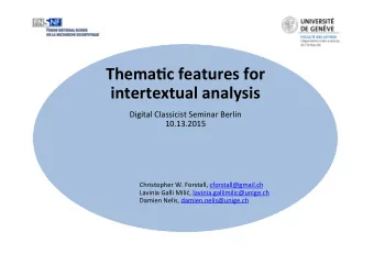 Thema&amp;c features for  intertextual analysis  Digital Classicist Seminar Berlin  10.13.2015