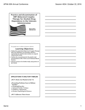 APNA 30th Annual Conference  Session 4034: October 22, 2016  Steve Gentz  PMHCNS- BC  The speaker