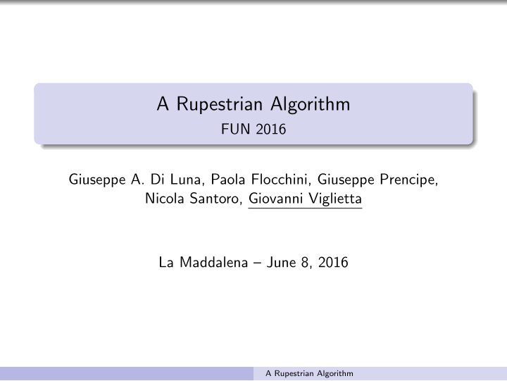 a rupestrian algorithm