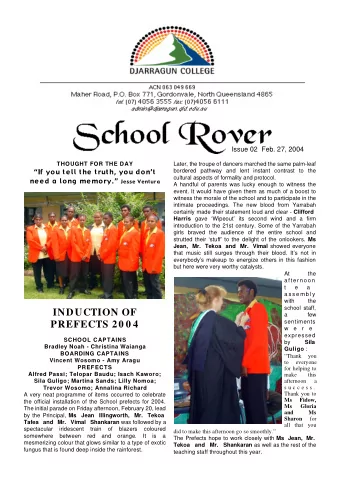 INDUCTION OF  a  few  sentiments PREFECTS 20 0 4  w  e  r  e  expressed  SCHOOL CAPTAINS  by  Sila