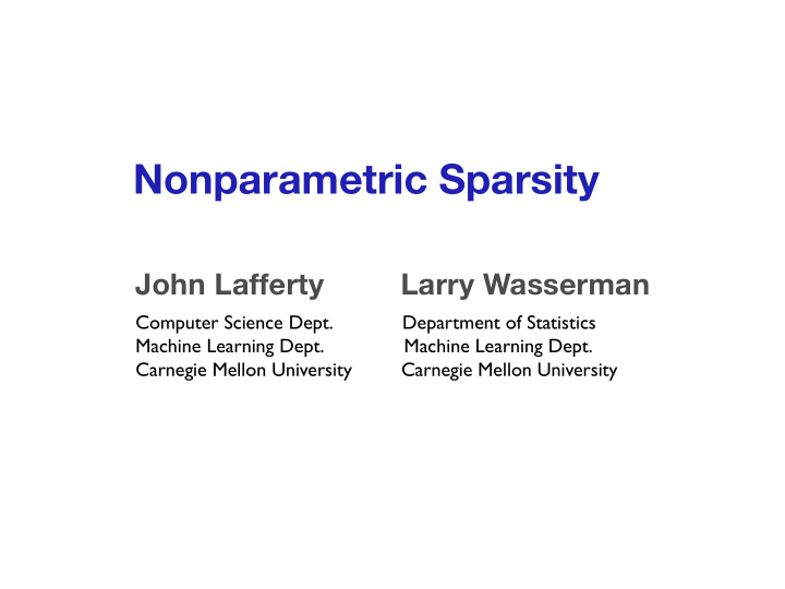 nonparametric sparsity