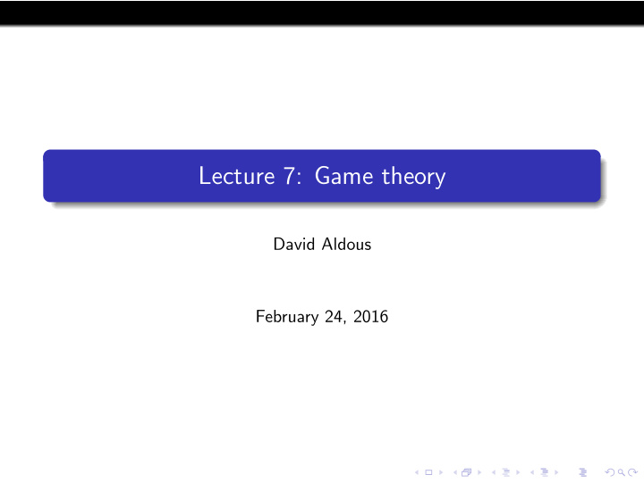lecture 7 game theory