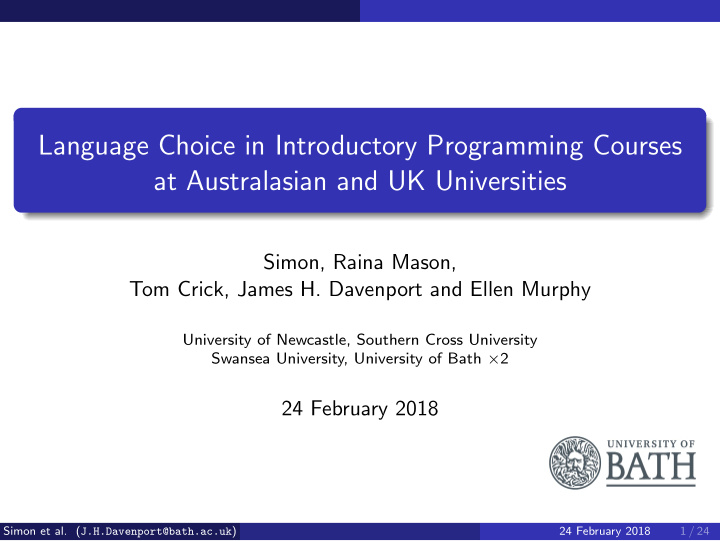 language choice in introductory programming courses at
