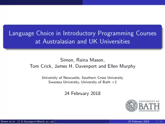 Language Choice in Introductory Programming Courses  at Australasian and UK Universities  Simon,