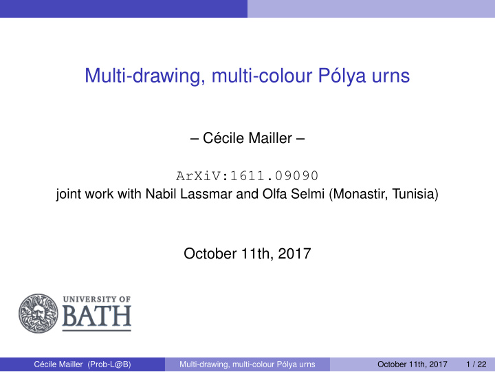 multi drawing multi colour p lya urns