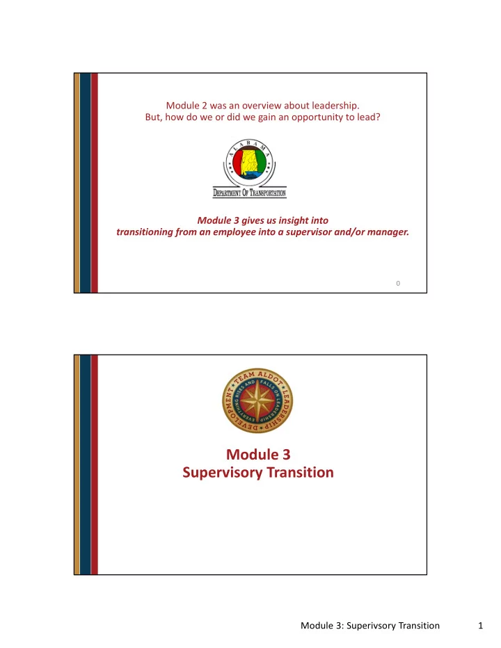 module 3 supervisory transition