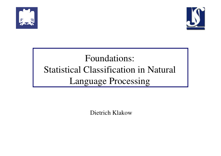 foundations statistical classification in natural