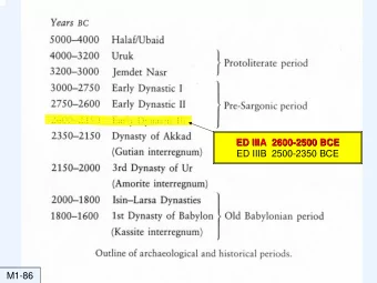 ED IIIA  2600-  -2500 BCE  2500 BCE  ED IIIA  2600  ED IIIB  2500-2350 BCE  M1-86  M2-18a  M2-19