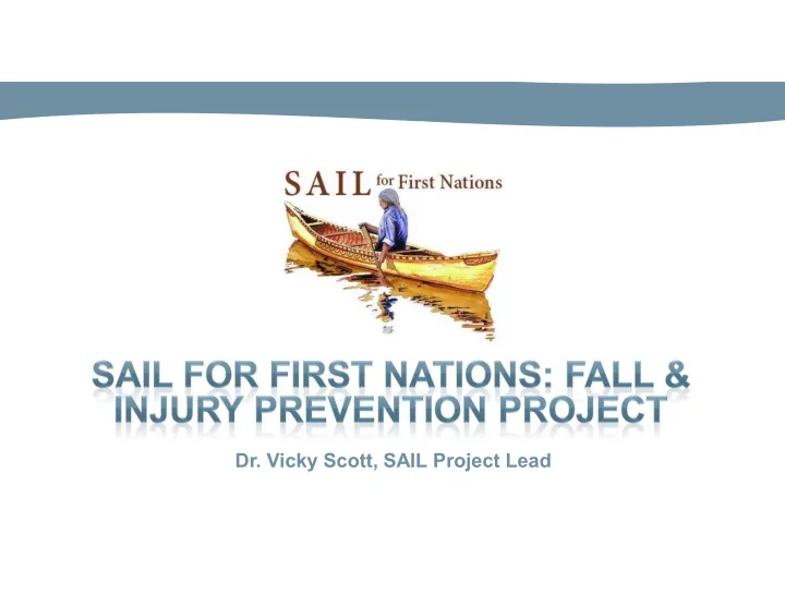 dr vicky scott sail project lead