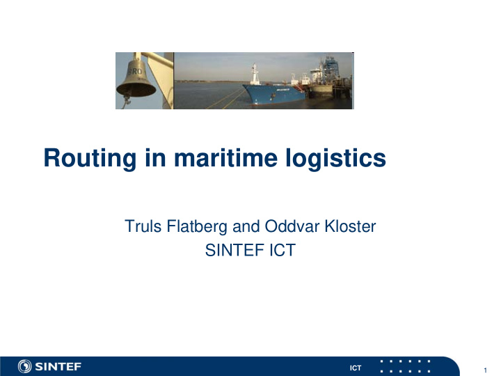 routing in maritime logistics