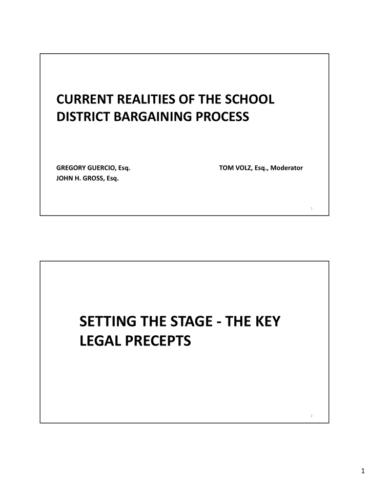 setting the stage the key legal precepts