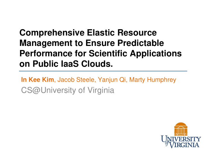 comprehensive elastic resource management to ensure