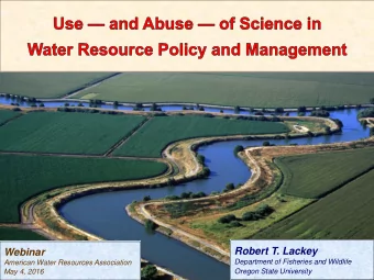 Webinar  Department of Fisheries and Wildlife  American Water Resources Association  May 4, 2016