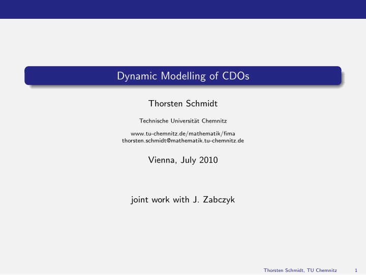 dynamic modelling of cdos