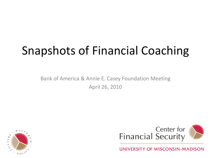 snapshots of financial coaching