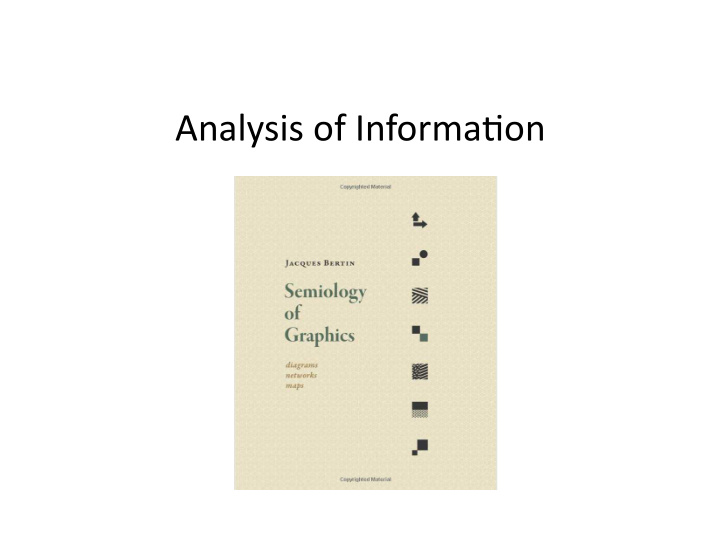 analysis of informa on the visual variables