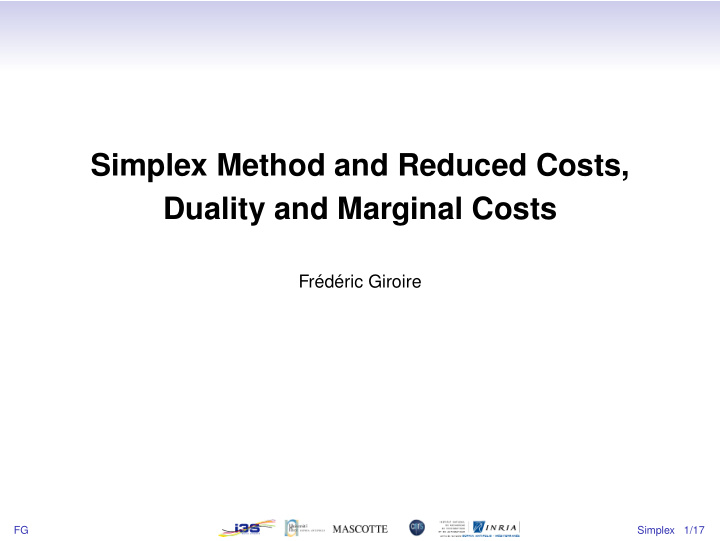 simplex method and reduced costs duality and marginal