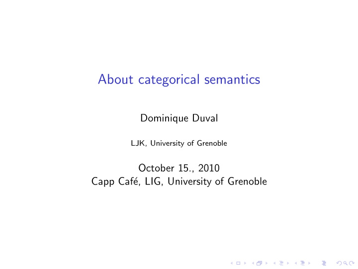 about categorical semantics