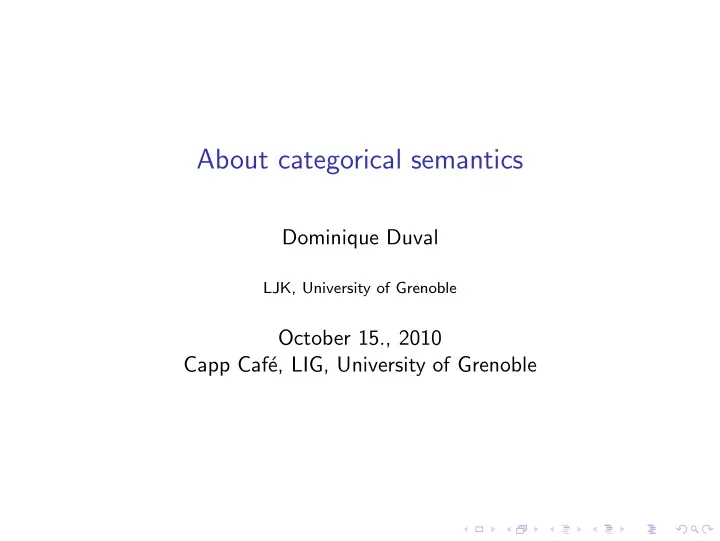 about categorical semantics