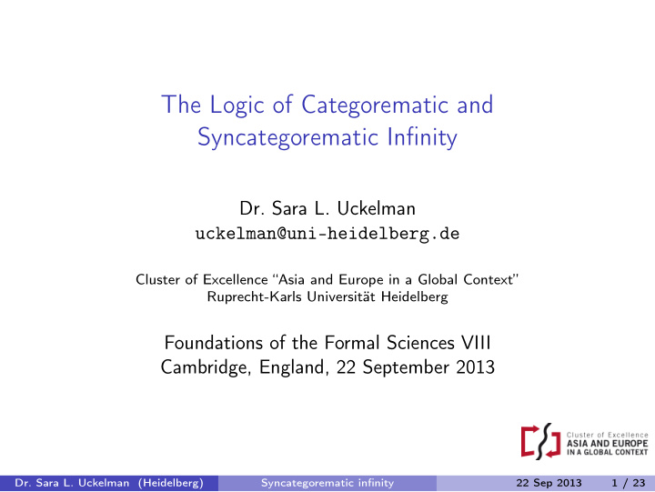 the logic of categorematic and syncategorematic infinity