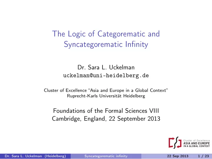 the logic of categorematic and syncategorematic infinity