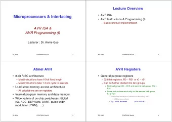 Microprocessors &amp; Interfacing   AVR Instructions &amp; Programming (I)   Basic construct