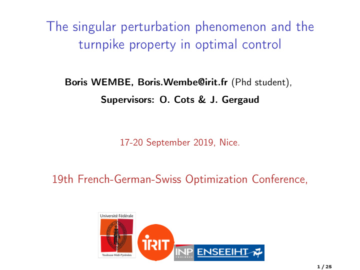 the singular perturbation phenomenon and the turnpike