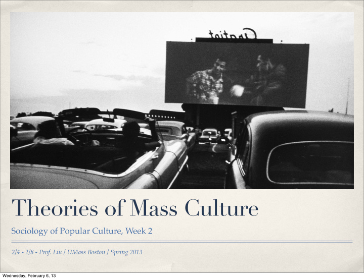 theories of mass culture