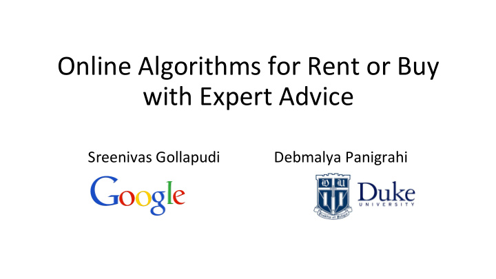 online algorithms for rent or buy with expert advice