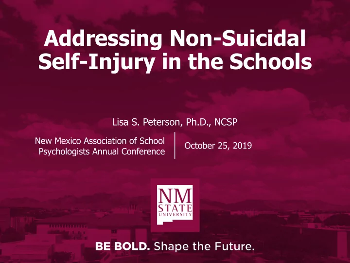 addressing non suicidal self injury in the schools