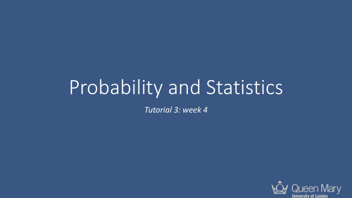 probability and statistics