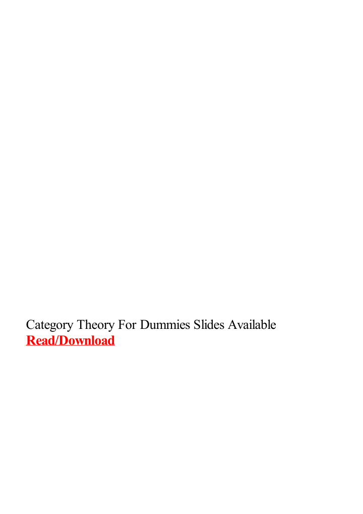 category theory for dummies slides available