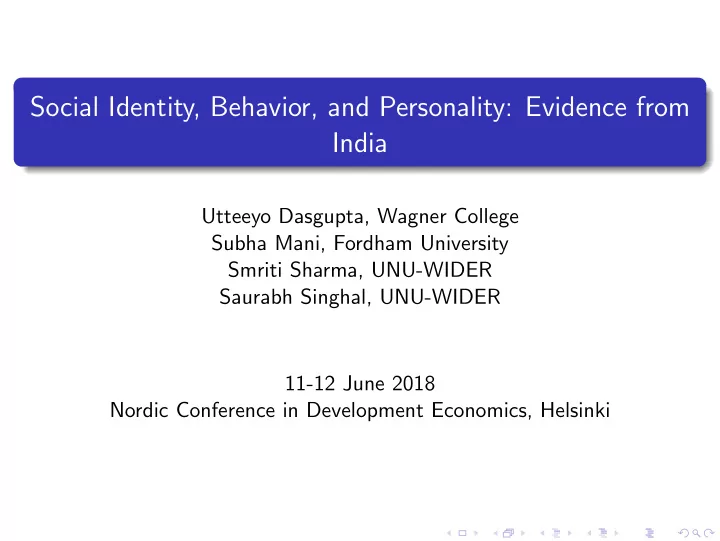 social identity behavior and personality evidence from