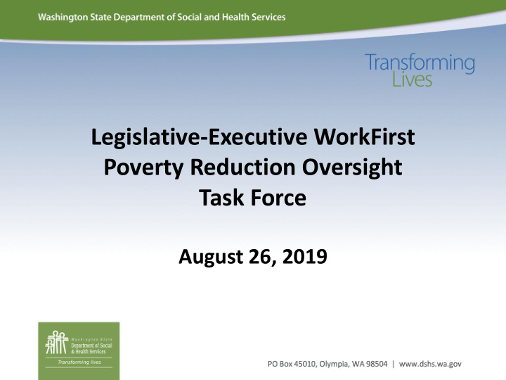 legislative executive workfirst poverty reduction