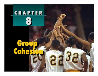 Se Session Outline  Defining Cohesion   Carrons Conceptual Model of Cohesion  Measuring