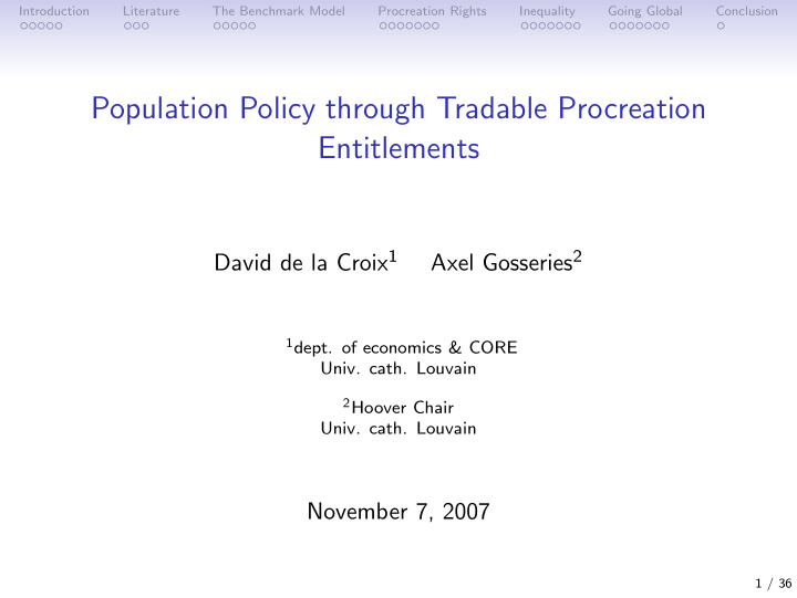 population policy through tradable procreation