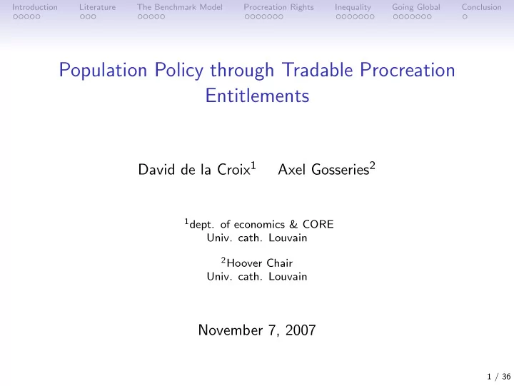 population policy through tradable procreation
