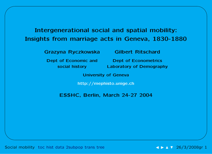 intergenerational social and spatial mobility insights