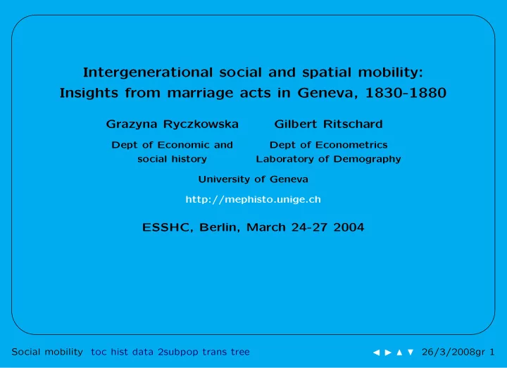 intergenerational social and spatial mobility insights